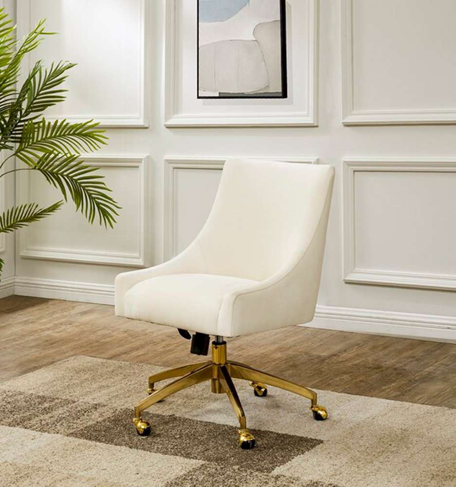 Safavieh - Couture - Jakob Adjustable Desk Chair - Creme - Gold - SFV4776B veiw 2