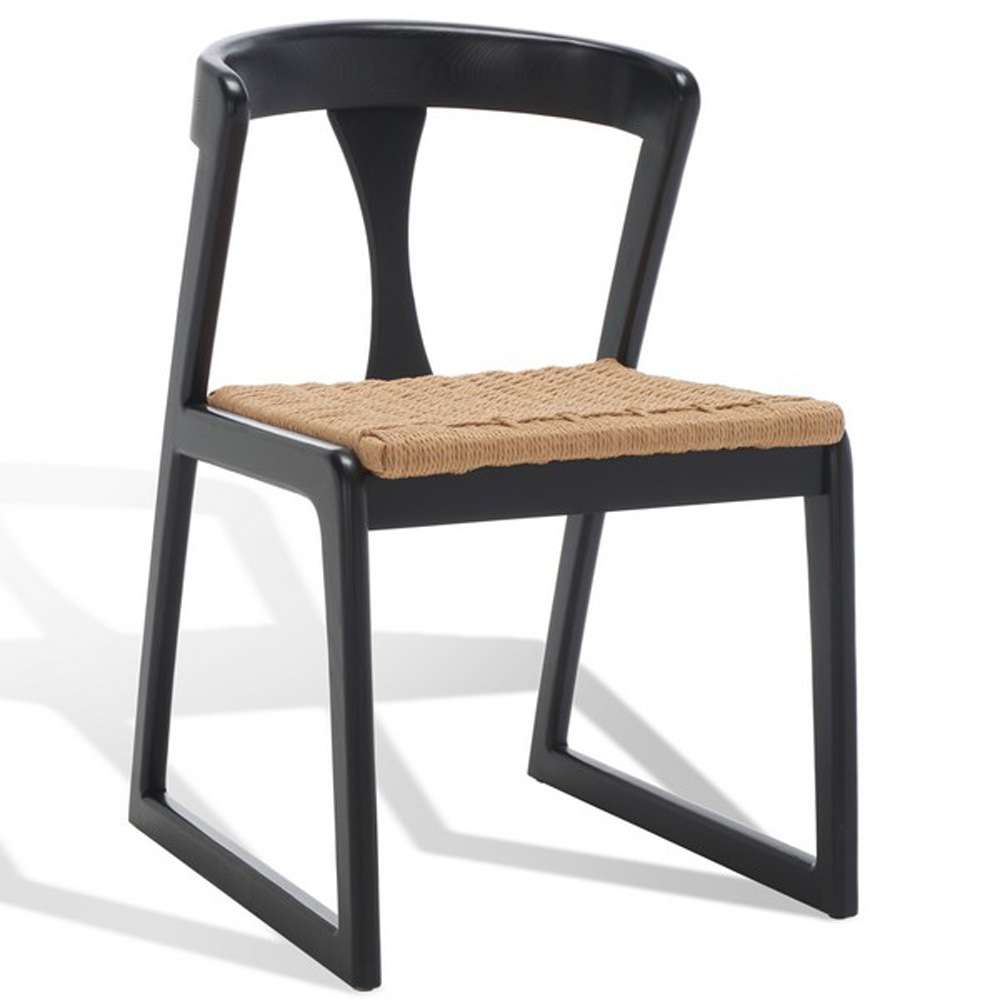 Safavieh - Couture - Jamal Woven Dining Chair - Black - Natural  (Set of 2) - SFV4144A-SET2 veiw 4