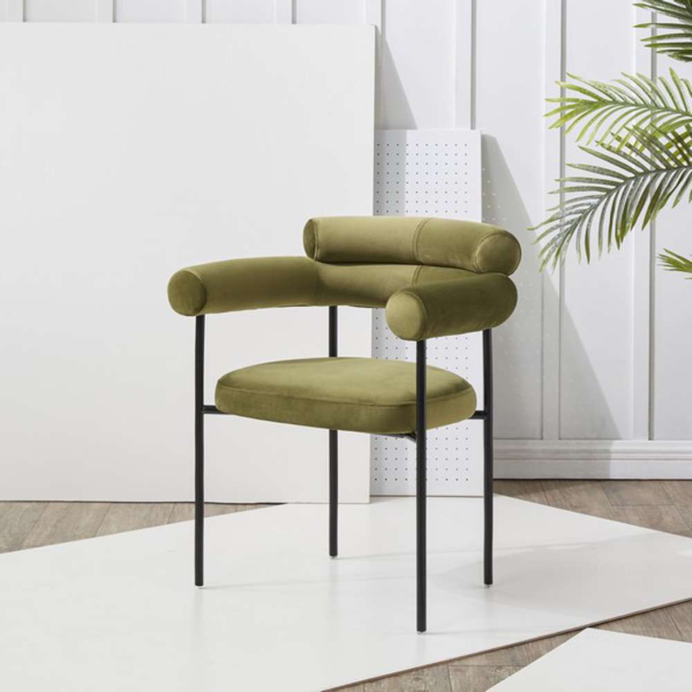Safavieh - Couture - Jaslene Curved Back Dining Chair - Olive Green - Black - SFV4791D veiw 3