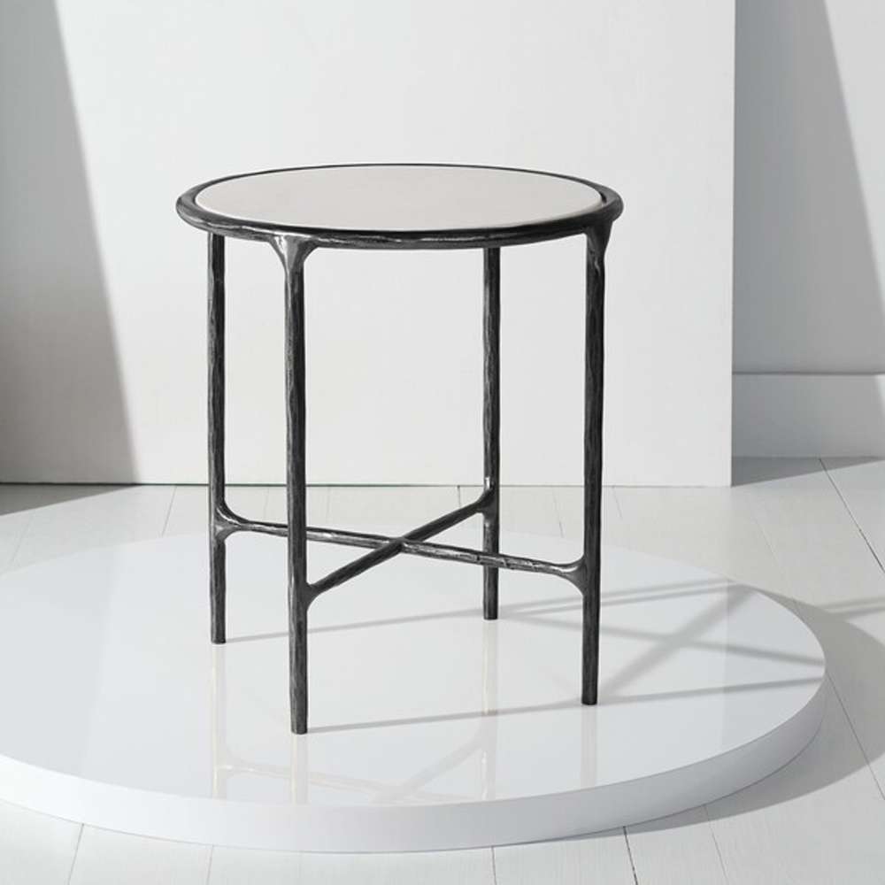 Safavieh - Couture - Jessa Metal Round End Table - Black - White - SFV9505D veiw 3