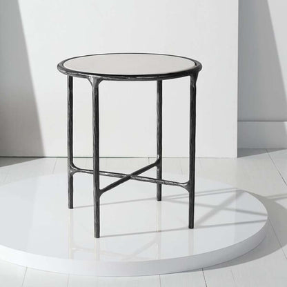 Safavieh - Couture - Jessa Metal Round End Table - Black - White - SFV9505D veiw 3