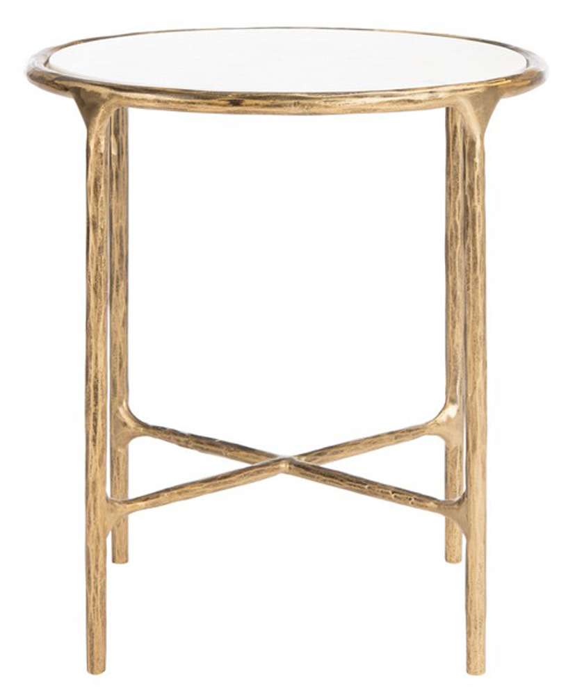 Safavieh - Couture - Jessa Metal Round End Table - White - Brass - SFV9505C veiw 1
