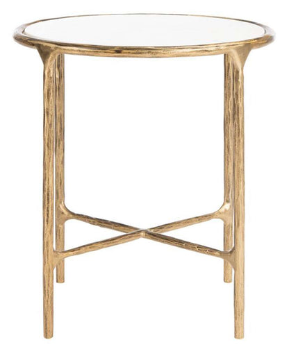 Safavieh - Couture - Jessa Metal Round End Table - White - Brass - SFV9505C veiw 1