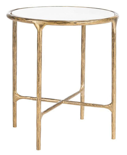 Safavieh - Couture - Jessa Metal Round End Table - White - Brass - SFV9505C veiw 3