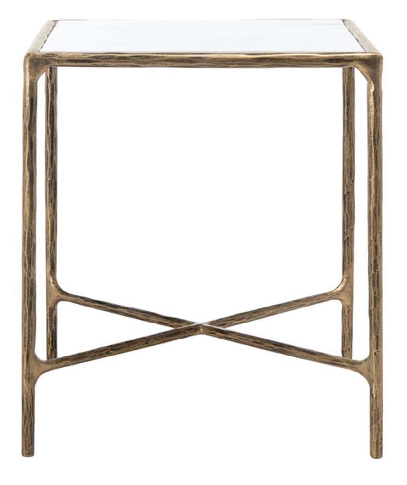 Safavieh - Couture - Jessa Metal Square End Table - White - Brass - SFV9503C veiw 1