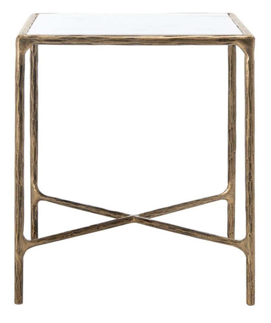 Safavieh - Couture - Jessa Metal Square End Table - White - Brass - SFV9503C veiw 1