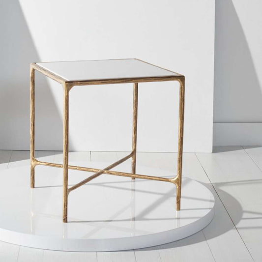 Safavieh - Couture - Jessa Metal Square End Table - White - Brass - SFV9503C veiw 2