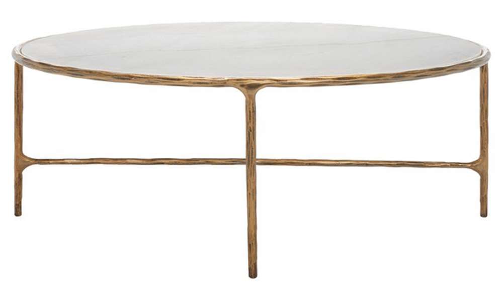 Safavieh - Couture - Jessa Oval Metal Coffee Table - White - Brass - SFV9521C veiw 1