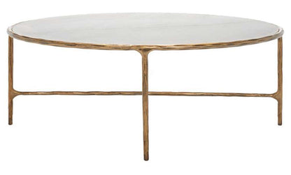 Safavieh - Couture - Jessa Oval Metal Coffee Table - White - Brass - SFV9521C veiw 1