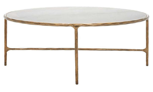 Safavieh - Couture - Jessa Oval Metal Coffee Table - White - Brass - SFV9521C veiw 1