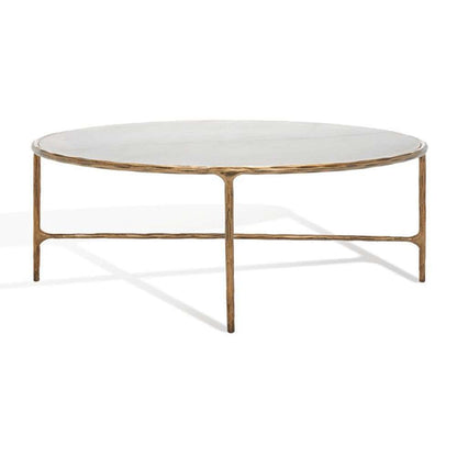 Safavieh - Couture - Jessa Oval Metal Coffee Table - White - Brass - SFV9521C veiw 2