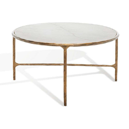 Safavieh - Couture - Jessa Oval Metal Coffee Table - White - Brass - SFV9521C veiw 4