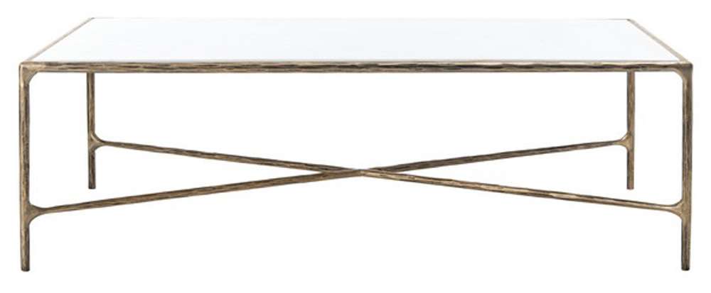 Safavieh - Couture - Jessa Rectangle Coffee Table - White - Brass - SFV9500C veiw 1