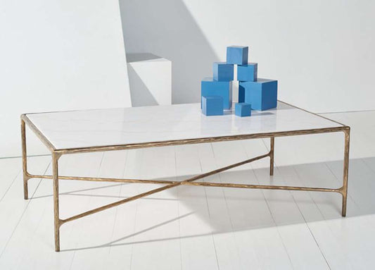 Safavieh - Couture - Jessa Rectangle Coffee Table - White - Brass - SFV9500C veiw 2