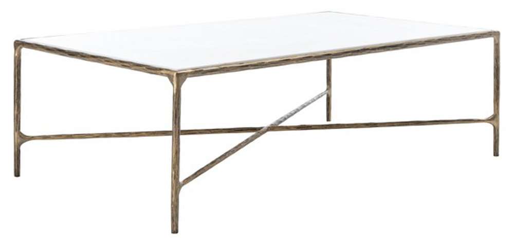 Safavieh - Couture - Jessa Rectangle Coffee Table - White - Brass - SFV9500C veiw 3