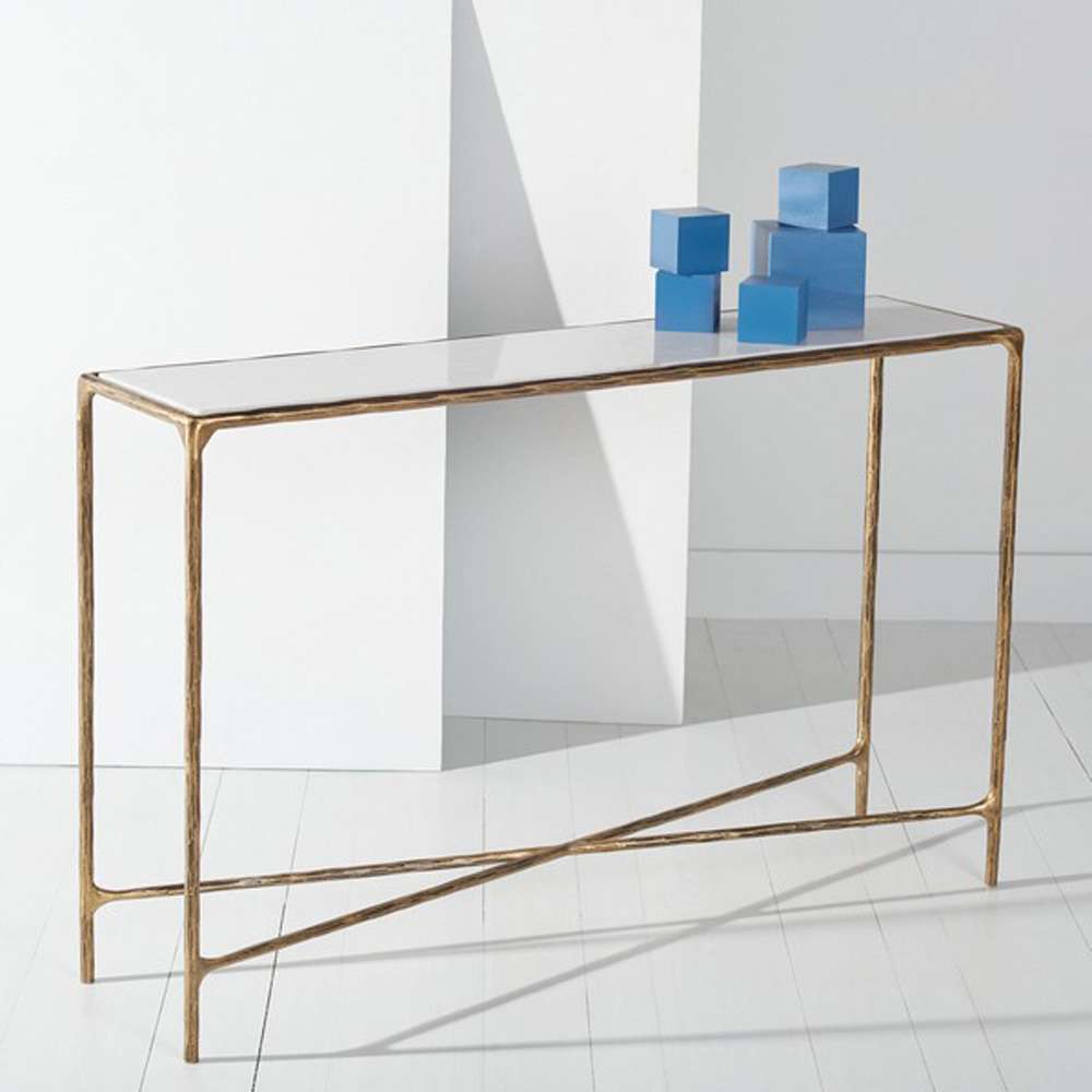 Safavieh - Couture - Jessa Rectangle Console Table - White - Brass - SFV9502C veiw 2
