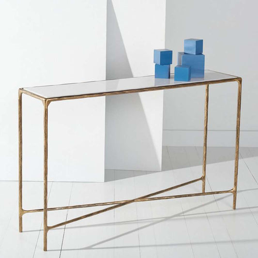 Safavieh - Couture - Jessa Rectangle Console Table - White - Brass - SFV9502C veiw 2