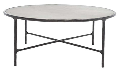 Safavieh - Couture - Jessa Round Metal Coffee Table - Black - White - SFV9501D veiw 1