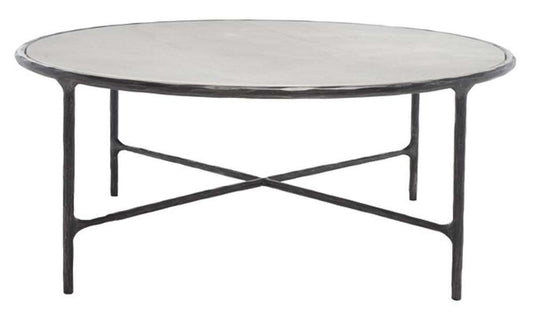 Safavieh - Couture - Jessa Round Metal Coffee Table - Black - White - SFV9501D veiw 1