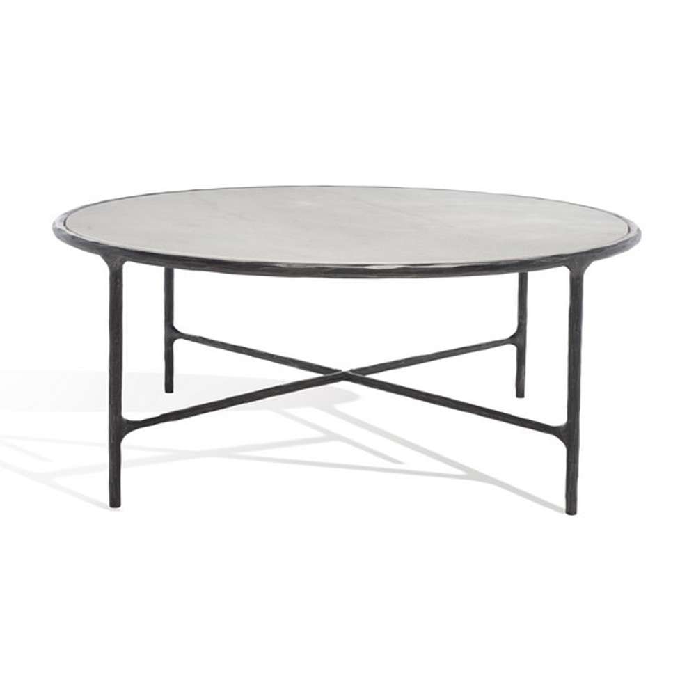 Safavieh - Couture - Jessa Round Metal Coffee Table - Black - White - SFV9501D veiw 2