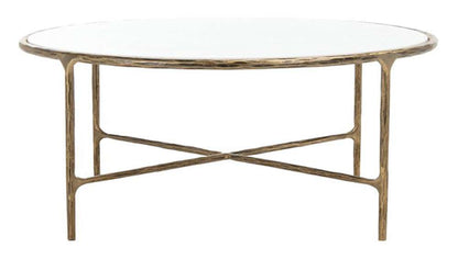 Safavieh - Couture - Jessa Round Metal Coffee Table - White - Brass - SFV9501C veiw 1