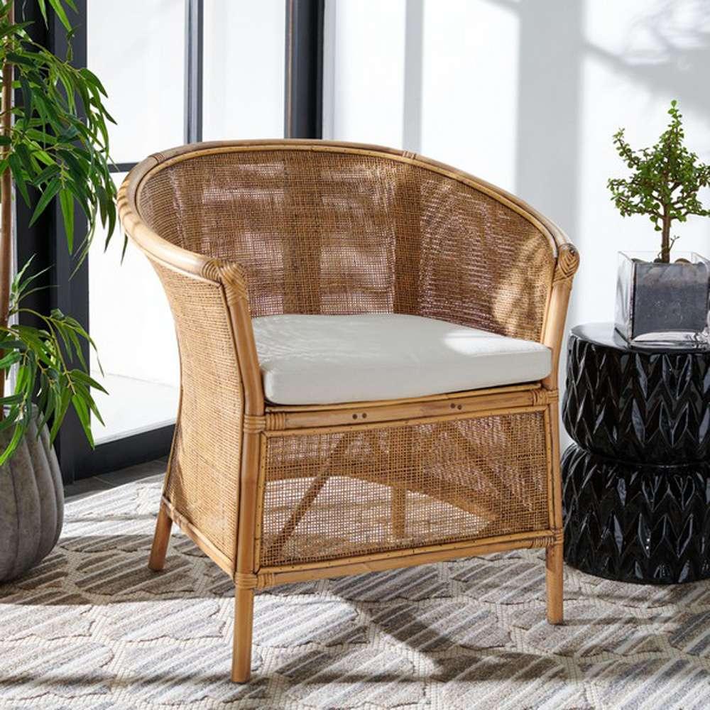 Safavieh - Jessica Rttn Acct Chair W/Cush - White - Honey Brwn Wash - ACH6519A veiw 2