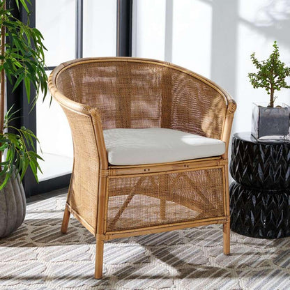Safavieh - Jessica Rttn Acct Chair W/Cush - White - Honey Brwn Wash - ACH6519A veiw 2