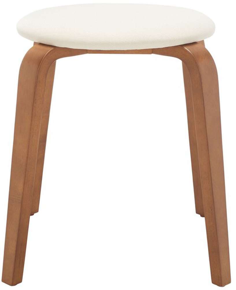 Safavieh - Jo Upholstered Stackable Stool - Walnut - Cream - STL1001B veiw 1