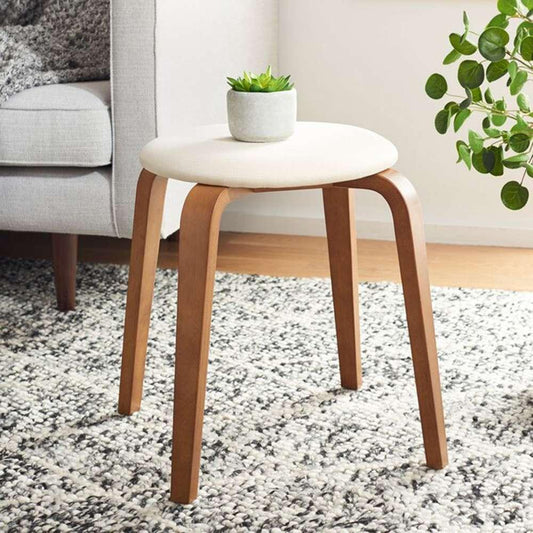 Safavieh - Jo Upholstered Stackable Stool - Walnut - Cream - STL1001B veiw 2