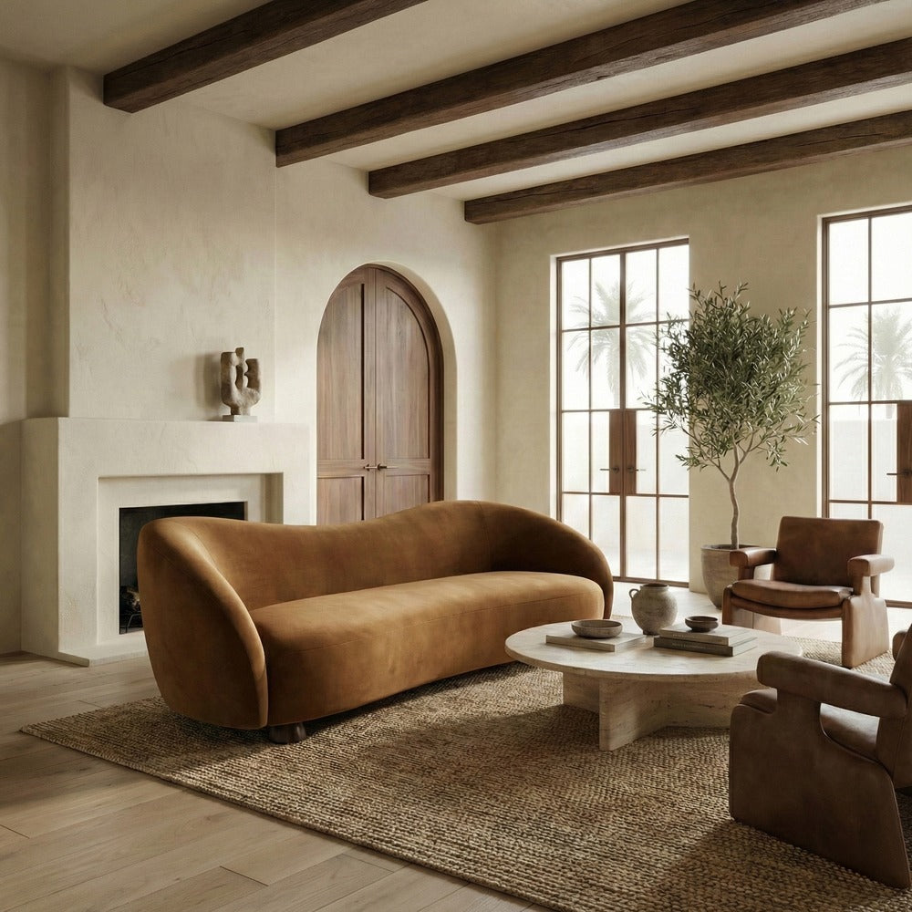 Safavieh - Jocelyne Velvet Sofa / Brown / Walnut - SFV7519A view 2