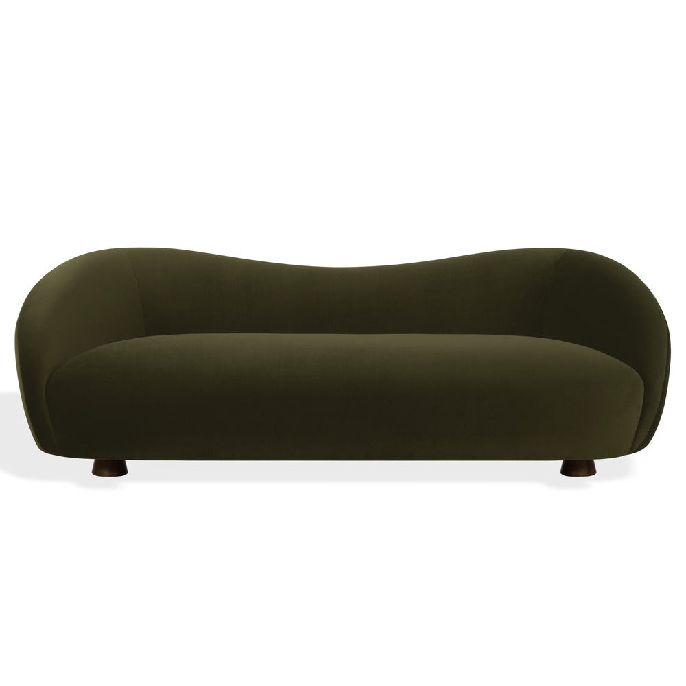 Safavieh - Jocelyne Velvet Sofa / Dark Green / Walnut - SFV7519B view 1