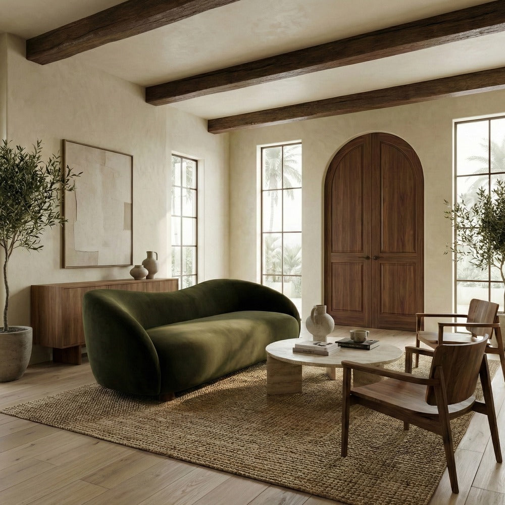 Safavieh - Jocelyne Velvet Sofa / Dark Green / Walnut - SFV7519B view 2