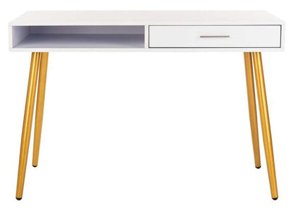 Safavieh - Jorja 1 Drawer 1 Shelf Desk - White - Gold - DSK2200C veiw 1