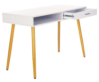 Safavieh - Jorja 1 Drawer 1 Shelf Desk - White - Gold - DSK2200C veiw 3