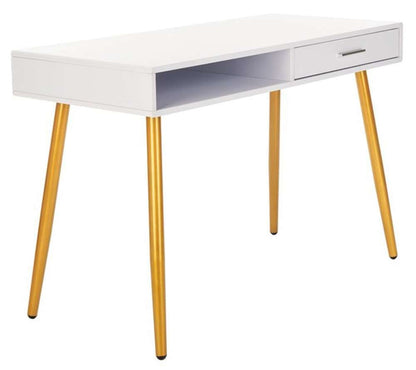 Safavieh - Jorja 1 Drawer 1 Shelf Desk - White - Gold - DSK2200C veiw 4