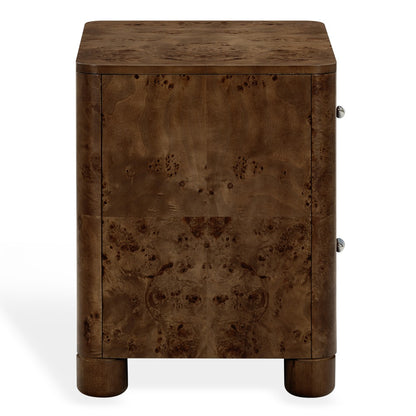 Safavieh - Josephina Burl Wood 2 Drawer Nightstand / Dark Walnut Burl / Silver - SFV2248A view 4