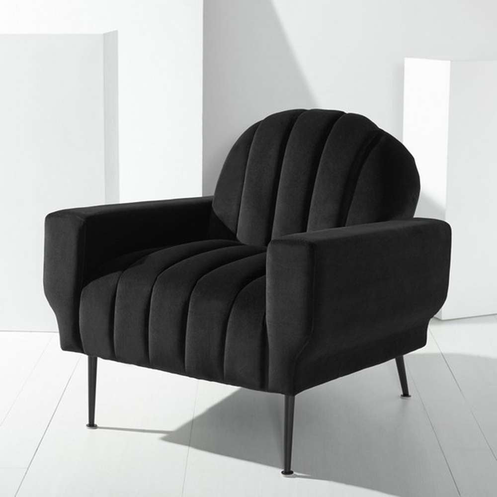 Safavieh - Couture - Josh Channel Tufted Chair - Black - SFV5021A veiw 3