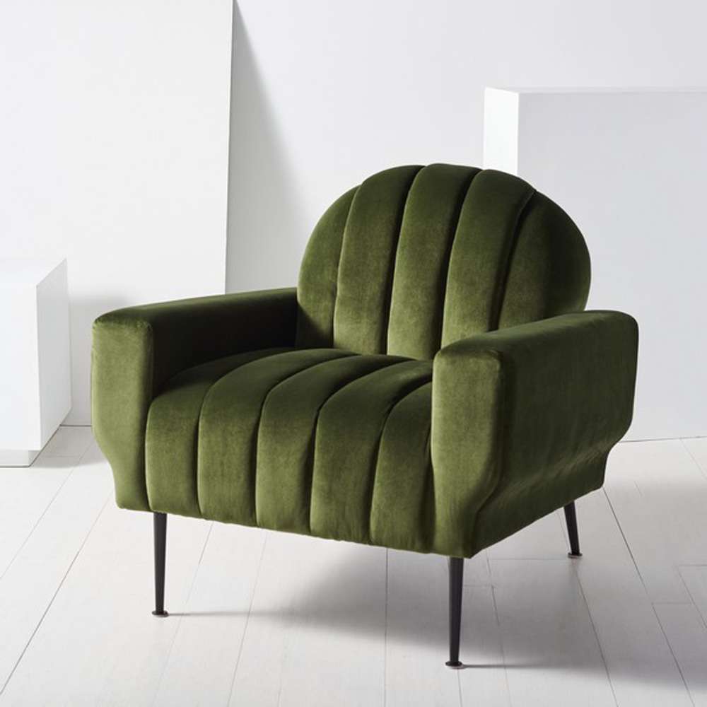 Safavieh - Couture - Josh Channel Tufted Chair - Forest Green - Black - SFV5021C veiw 3