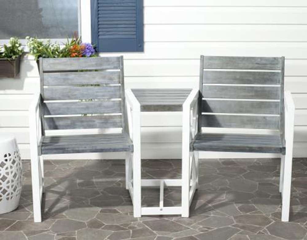 Safavieh - Jouana 2 Seat Bench - Ash Grey - White - FOX6707A veiw 2
