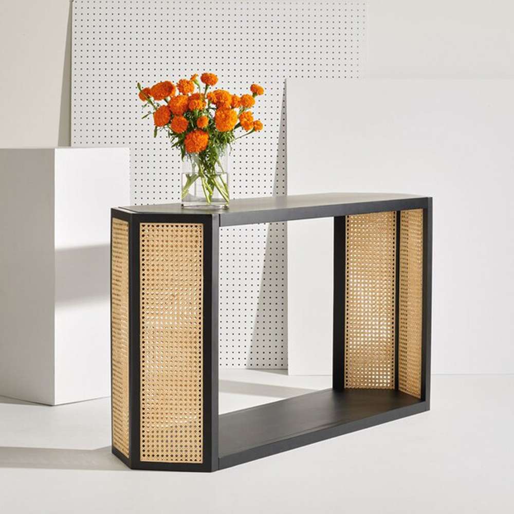 Safavieh - Couture - Jovie Rattan Console Table - Black - Natural - SFV4107A veiw 2