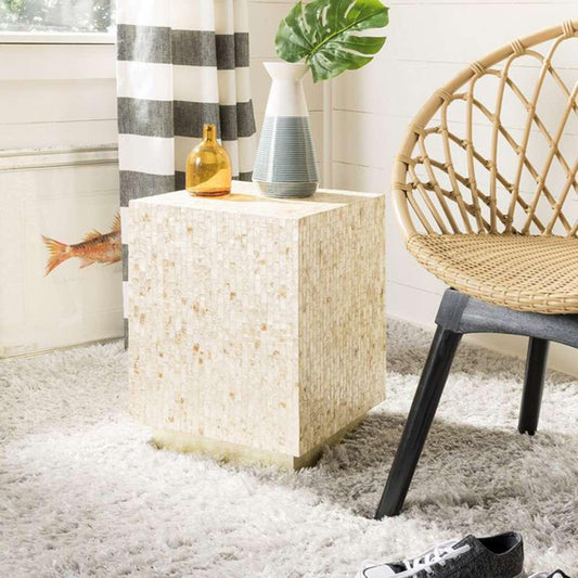 Safavieh - Juno Rect Mosaic Side Table - Multi Beige - Gold - TRB1009A veiw 2