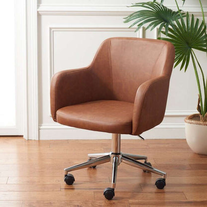 Safavieh - Kains Swivel Office Chair - Brown - Chrome - OCH2000B veiw 2