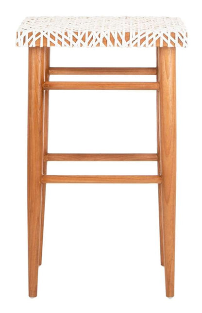 Safavieh - Kaleo Woven Leather Barstool - White - Natural - BST1004A veiw 1