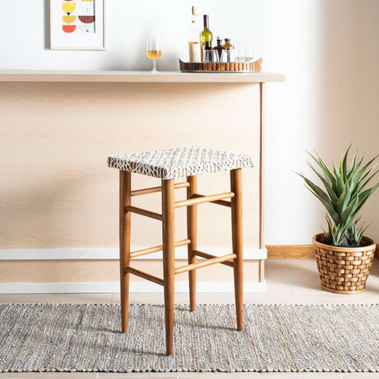 Safavieh - Kaleo Woven Leather Barstool - White - Natural - BST1004A veiw 2