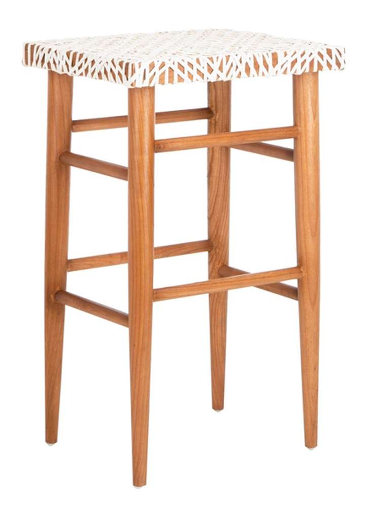Safavieh - Kaleo Woven Leather Barstool - White - Natural - BST1004A veiw 3