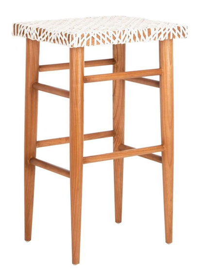 Safavieh - Kaleo Woven Leather Barstool - White - Natural - BST1004A veiw 3