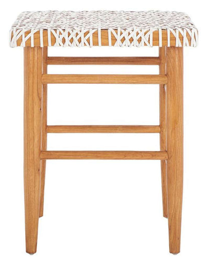 Safavieh - Kaleo Woven Leather Cntr Stool - White - Natural - BST1016A veiw 1