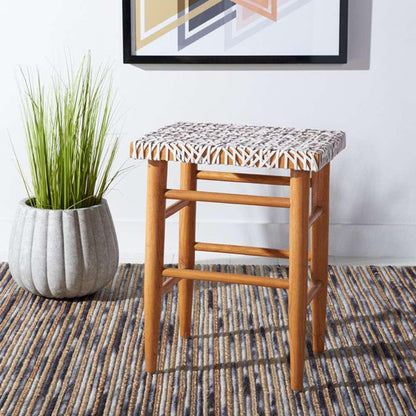 Safavieh - Kaleo Woven Leather Cntr Stool - White - Natural - BST1016A veiw 2