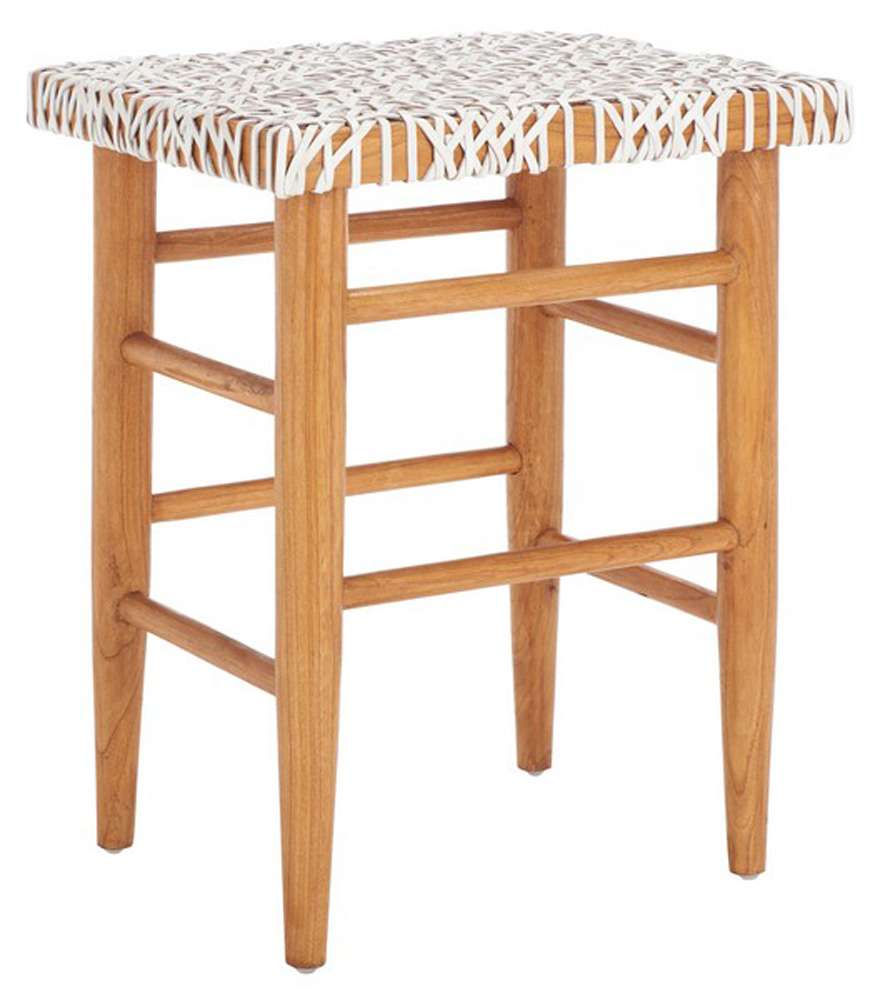 Safavieh - Kaleo Woven Leather Cntr Stool - White - Natural - BST1016A veiw 3