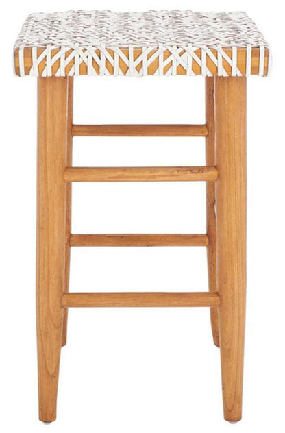 Safavieh - Kaleo Woven Leather Cntr Stool - White - Natural - BST1016A veiw 4
